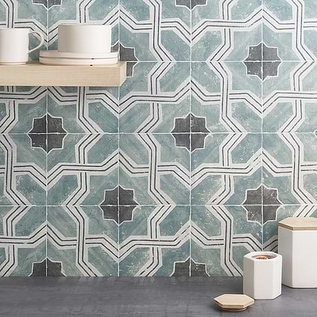 Alesso Deco Iberia Green 8x8 Matte Porcelain Tile