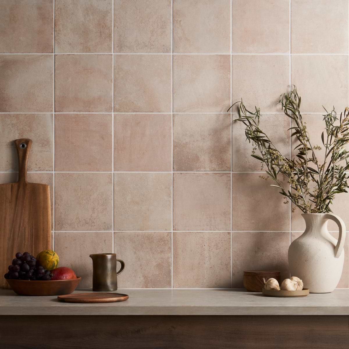 Mediterra Terra Cream 8x8 Matte Porcelain Tile by Angela Harris; in Light Terracotta Porcelain; for Backsplash, Bathroom Floor, Bathroom Wall, Commercial Floor, Floor Tile, Kitchen Floor, Kitchen Wall, Outdoor Floor, Outdoor Wall, Pool Tile, Shower Floor, Shower Wall, Wall Tile; in Style Ideas Contemporary, Cottage, Mediterranean, Rustic, Transitional; released 2025; new, trends