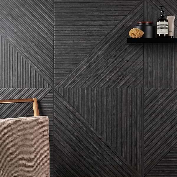 Enso Charcoal Black 24x48 Ribbed Matte Fluted Porcelain Wood Look Tile