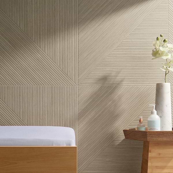 Enso Oak 24x48 Ribbed Matte Fluted Porcelain Wood Look Tile