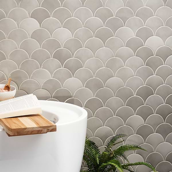 Highwater Mist 5" Fish Scale Polished Ceramic Wall Tile