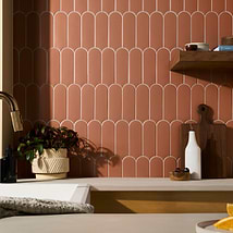 Parry Clay Terracotta Orange 3x8 Fishscale Matte Ceramic Wall Tile