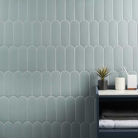 Parry Marine Blue 3x8 Fish Scale Matte Ceramic Wall Tile