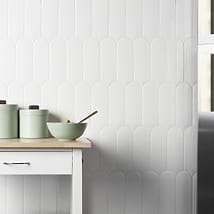Parry White 3x8 Fishscale Glossy Ceramic Wall Tile
