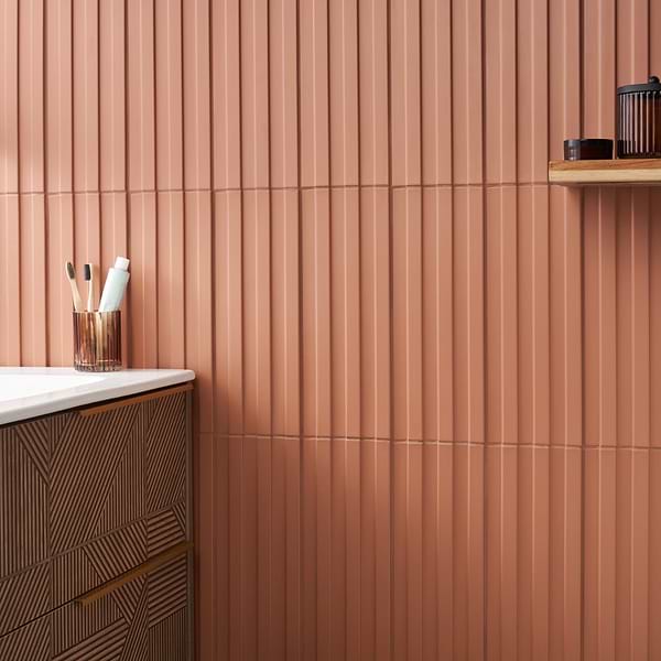 Bariano Terracotta 6x16 Fluted 3D Matte Porcelain Tile