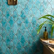 Greta Cruz Lagoon Blue 5x8 Glossy Textured Porcelain Tile
