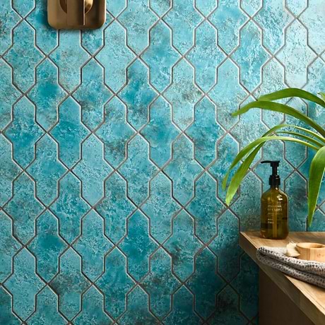 Greta Cruz Lagoon Blue 5x8 Glossy Textured Porcelain Tile