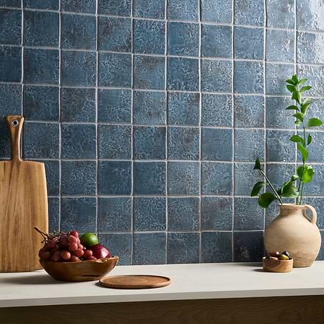 Greta Midnight Blue 5x5 Glossy Textured Porcelain Tile