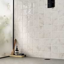 Greta Seashell White 5x5 Glossy Textured Porcelain Tile