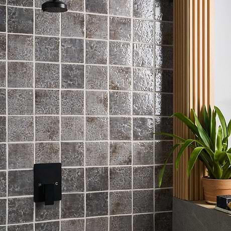 Greta Smoke Gray 5x5 Glossy Textured Porcelain Tile