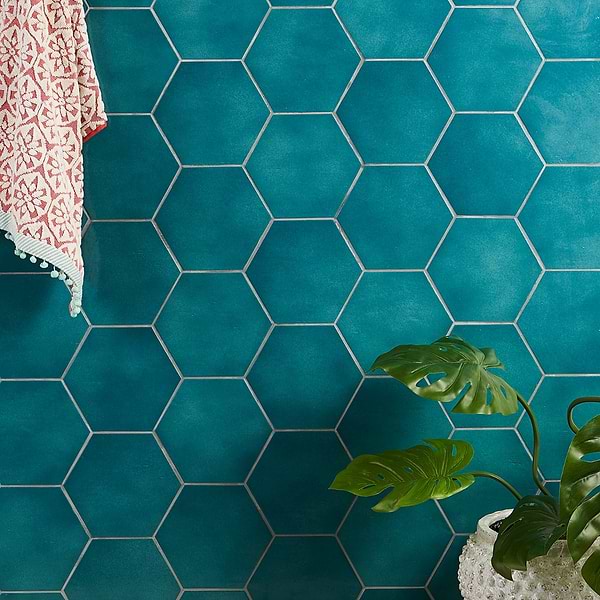 Cavallo Fiji Blue 7" Hexagon Glossy Porcelain Tile