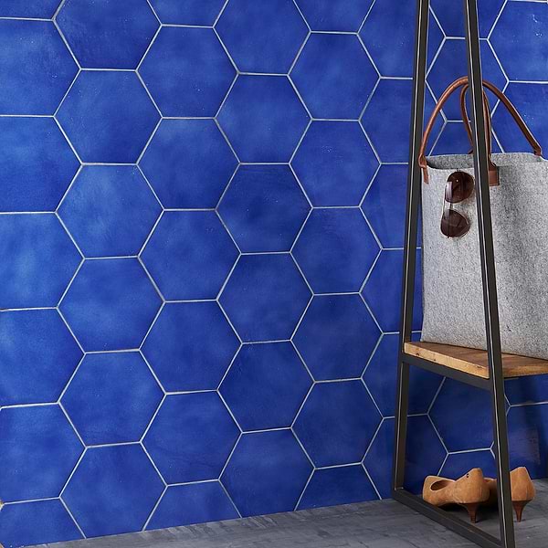 Cavallo Poseidon Blue 7" Hexagon Glossy Porcelain Tile
