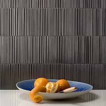 Arden Avorio Black 6x10 Glossy Fluted Porcelain Tile
