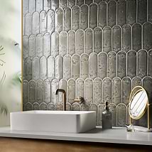 Corali Dove Gray 3x9 Textured Fish Scale Glossy Ceramic Tile
