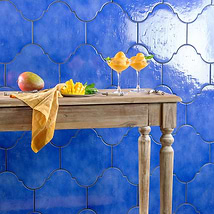 Cavallo Poseidon Blue 8x10 Arabesque Glossy Porcelain Tile