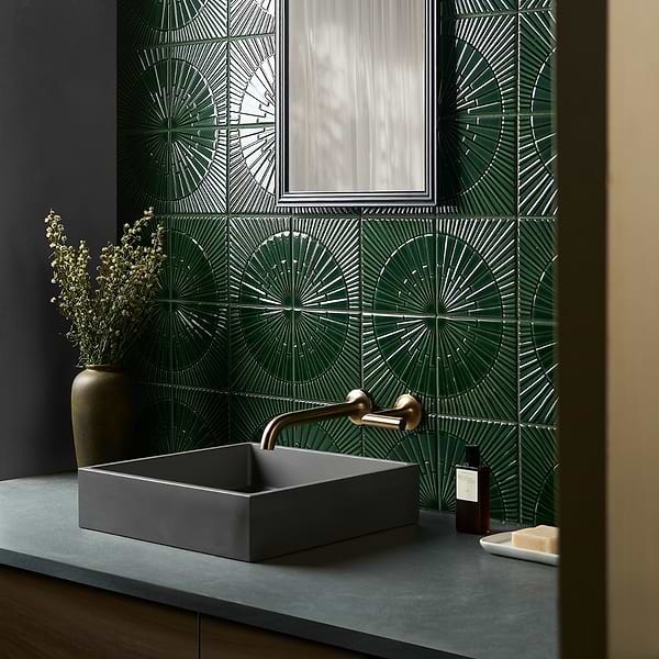 Stacy Garcia Radius Forest Green 6x6 3D Crackled Glossy Ceramic Tile