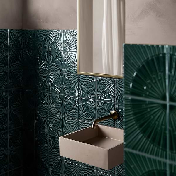 Stacy Garcia Radius Harbor Blue 6x6 3D Crackled Glossy Ceramic Tile