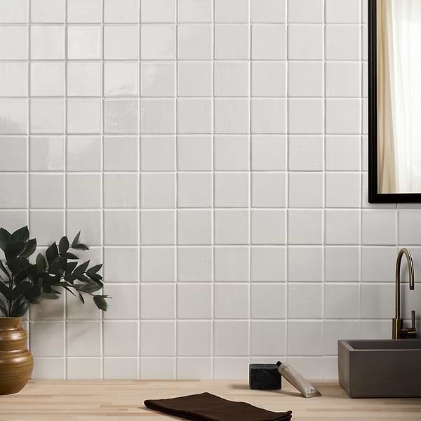 Morocco Blanco White 4x4 Square Glossy Porcelain Tile