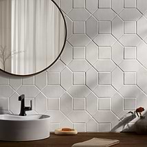 Morocco Blanco White 4x8 Glossy Picket and 4x4 Square Porcelain Tile