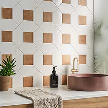 Morocco Blanco White 4x8 Glossy Picket and Terracotta 4x4 Matte Square Porcelain Tile