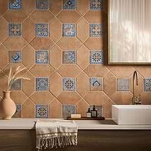 Morocco Terracotta 4x8 Picket and Medina Multicolor 4x4 Square Matte Porcelain Tile