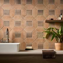 Morocco Terracotta 4x8 Picket and Willow Brown 4x4 Square Matte Porcelain Tile