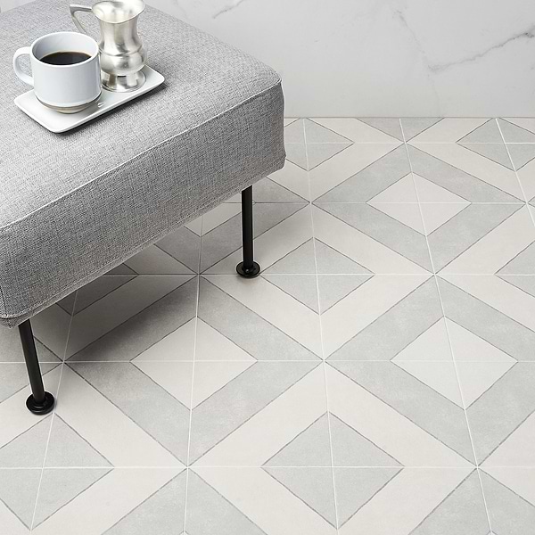 Auteur Diagonals Jewel Ash Gray 9x9 Matte Porcelain Tile