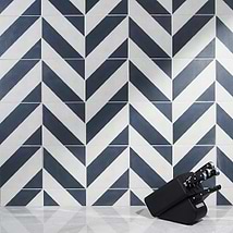 Auteur Diagonals Chevron-Offset Navy Blue 9x9 Matte Porcelain Tile