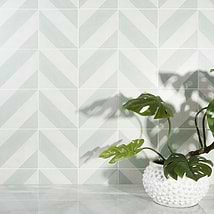 Auteur Diagonals Chevron-Offset Sage Green 9x9 Matte Porcelain Tile