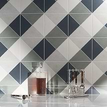 Auteur Diamond Plaid Navy Blue Matte 9x9 Porcelain Tile