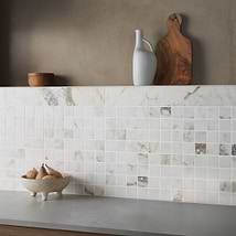 Calacatta Macchia White Gold 2x2 Marble Look Matte Porcelain Mosaic Tile