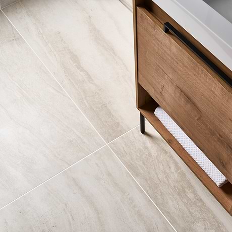 Lumar Travertino Bianco Warm White 24x48 Travertine Look Matte Porcelain Tile