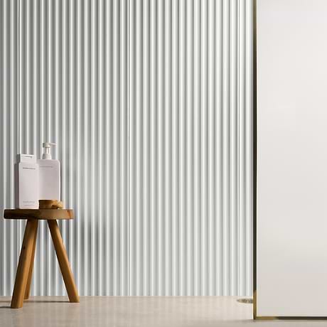 Plaster Fluted White 18x48 3D Matte Ceramic Tile