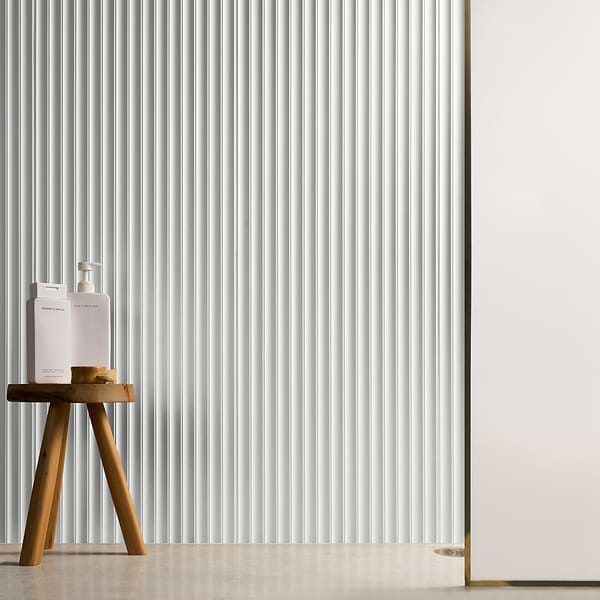 Plaster Fluted White 18x48 3D Matte Ceramic Tile