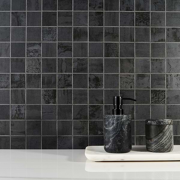 Angela Harris Inspira Dark Gray 2x2 Matte Porcelain Mosaic Tile