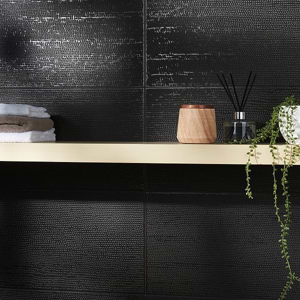 Rethink Decoro Leather Black 12x24 Textured Matte Porcelain Tile
