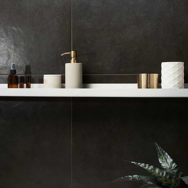 Rethink Leather Black 24x24 Matte Porcelain Tile