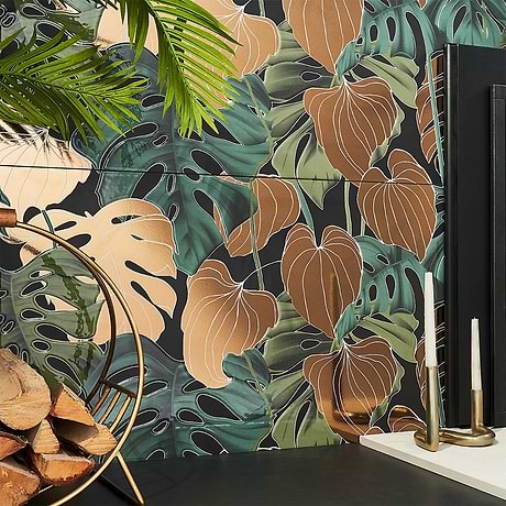 Tropez Foliage Oro Multicolor 24x48 Artisan Decor Porcelain Tile