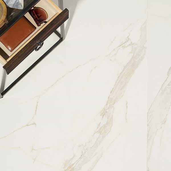 Sample-Versilia Calacatta Oro White 3x12 Polished Porcelain Subway Tile