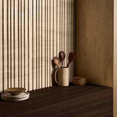 Stonework Barcode Ivory Travertine Premium 12x24 3D Vein Cut Polished + Honed Tile