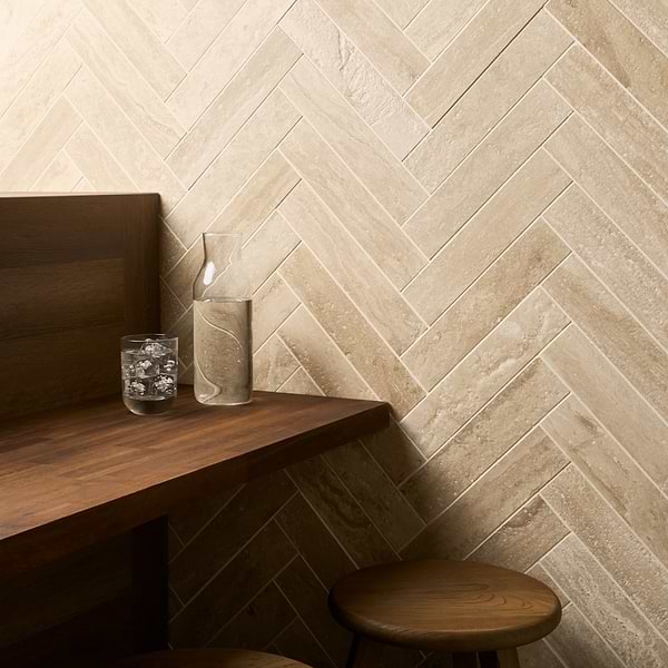 Ivory Travertine Premium 2.5x12 Filled Brushed Vein Cut Tile