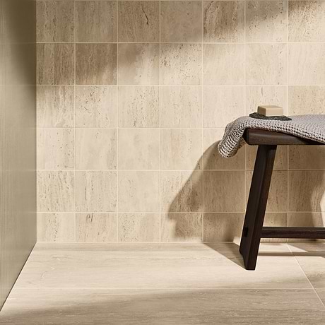 Ivory Travertine Premium 6x6 Vein Cut Filled Honed Tile