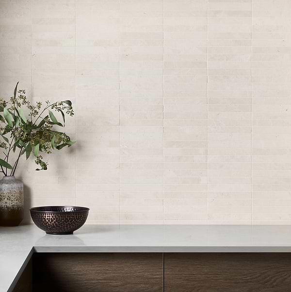 Vanilla Warm White 1x6 Stacked Honed Marble Mosaic Tile