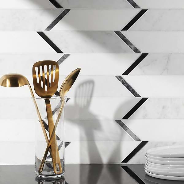 Fitz Blanco Grigio White Polished Marble Mosaic Tile