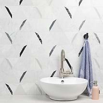 Tres Grigio 5x6 Polished Marble Mosaic Tile