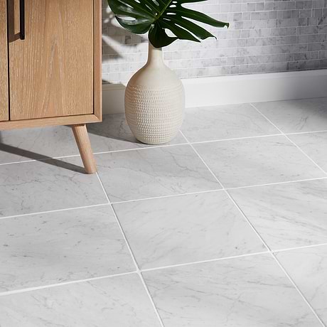 Avanti Bianco Carrara White 12x12 Tumbled Marble Marble Tile