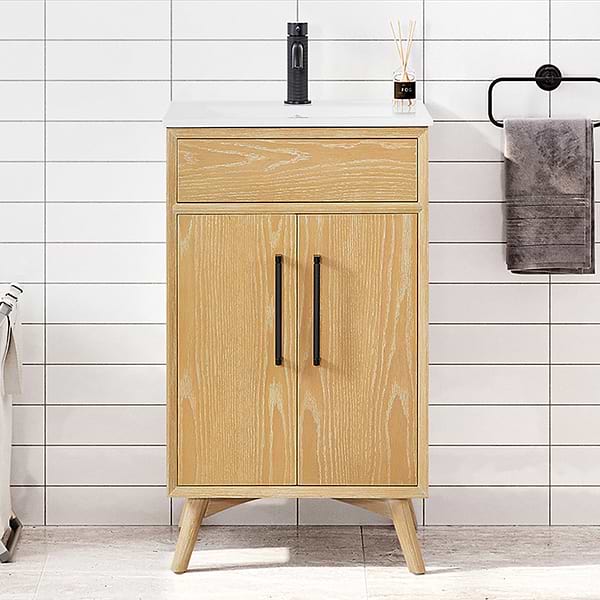 Adelle Blonde Oak 20" Single Vanity with White Ceramic Top