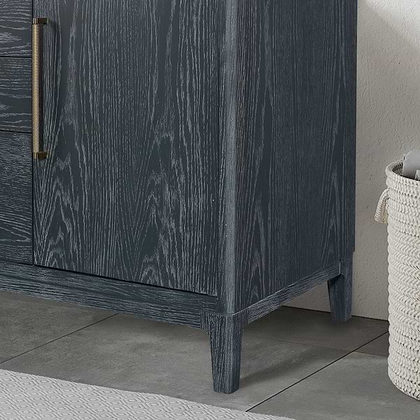 Kaitlin Navy Oak 60" Double Vanity with White Composite Stone Top