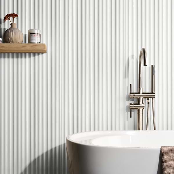 Plaster Fluted White 18x48 3D Matte Ceramic Tile