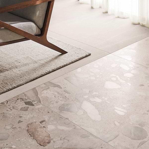 Piccoli Petite Sand Beige 36x36 Terrazzo Look Matte Porcelain Tile